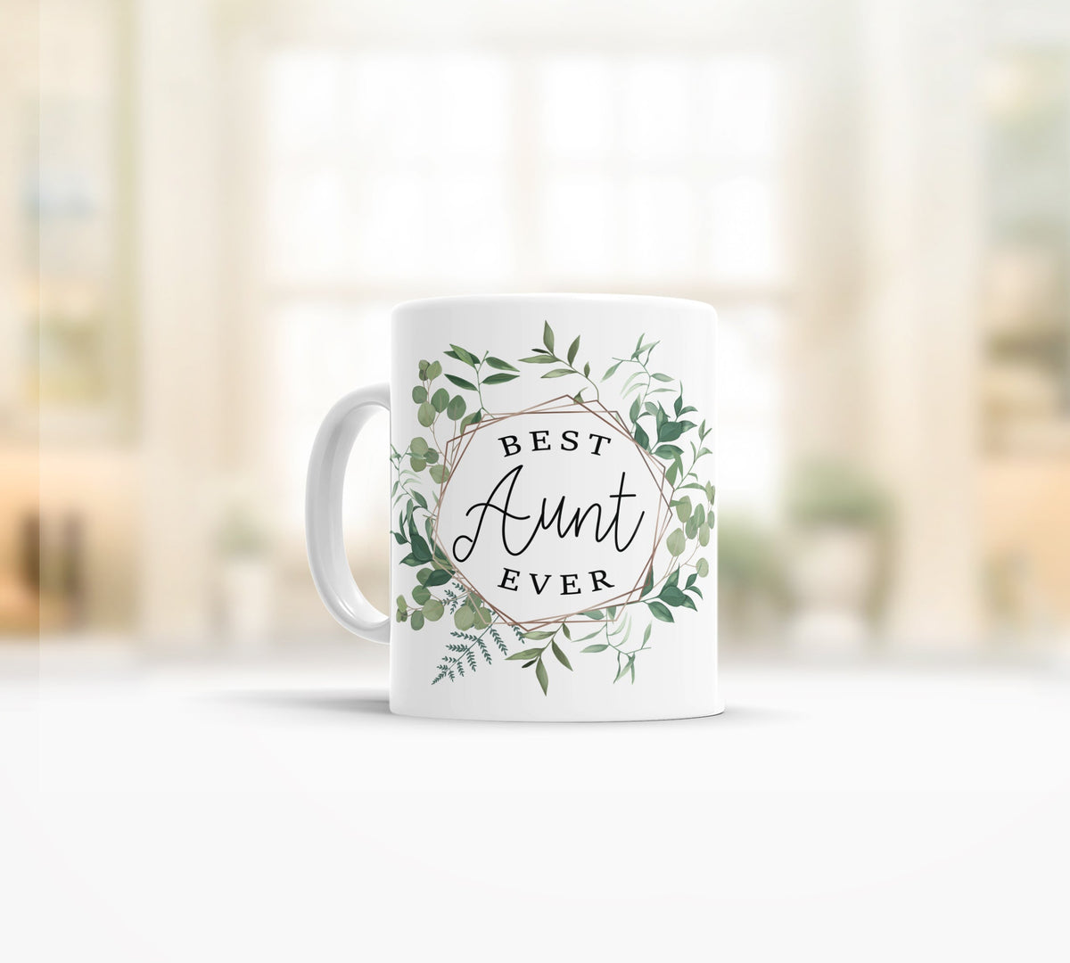 Best aunt ever coffee tea mug green leafy wreath coffee mug birthd