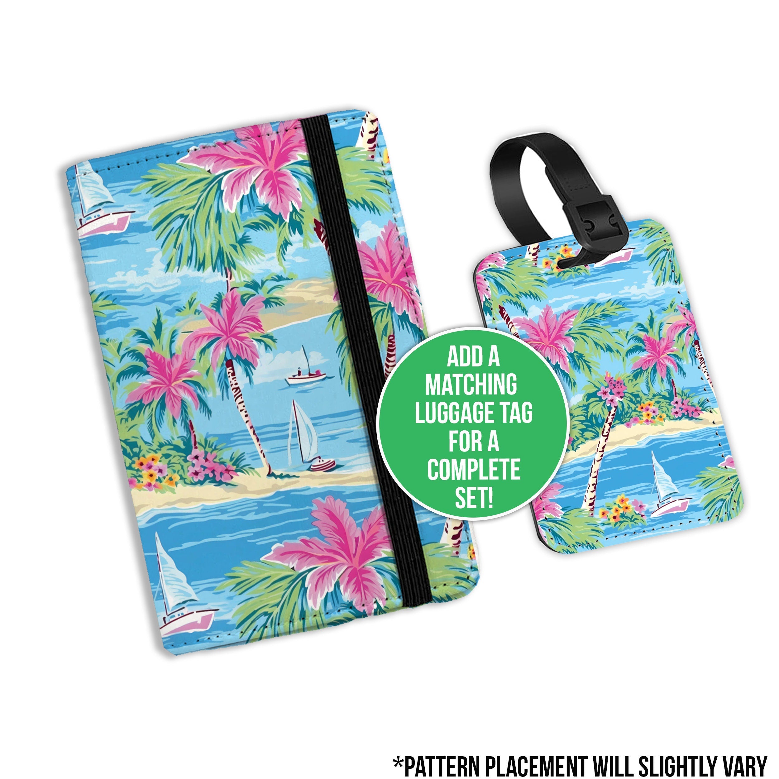 preppy pattern passport holder fun bright passport luggage tag palm ...